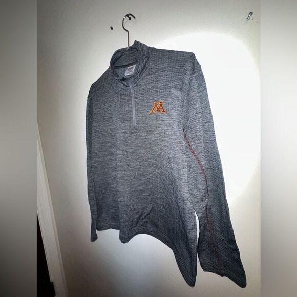 Minnesota Golden Gophers Shirt Adult Medium Gray Quarter Zip Pullover Mens Sz M - Picture 2 of 8
